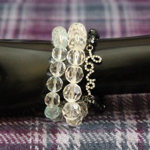 Black and White Stretch Bracelet Lot of Three